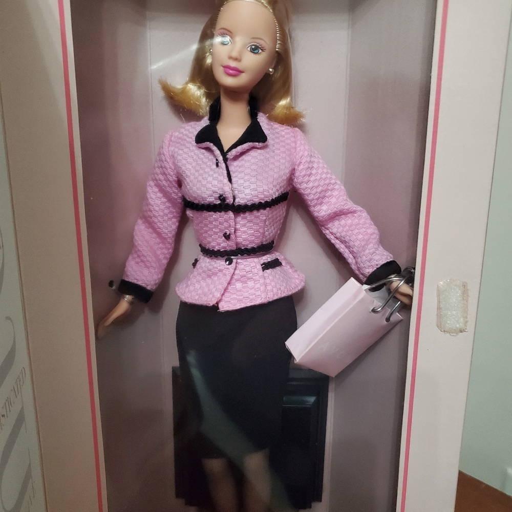 1998 Avon Pink and Black Dressed Barbie